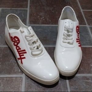 Bally White patent leather Casual Red Logo fancy sneaker US 13